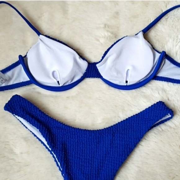 New Scrunchy Underwire Top Brazilian Bottom Bikini Set Swimsuit Size L - Picture 7 of 7